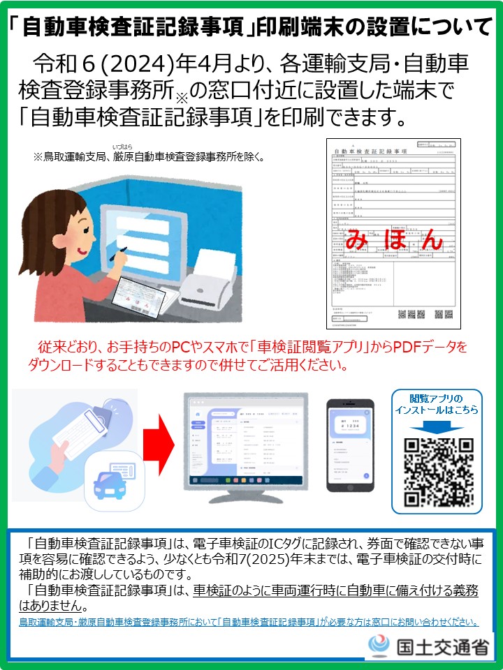 「自動車検査証記録事項」印刷端末の設置について